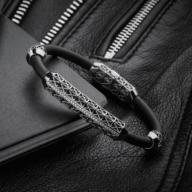 Black Slim Bracelet White Gold