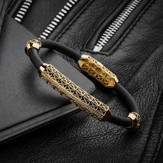 Black Slim Bracelet Yellow Gold