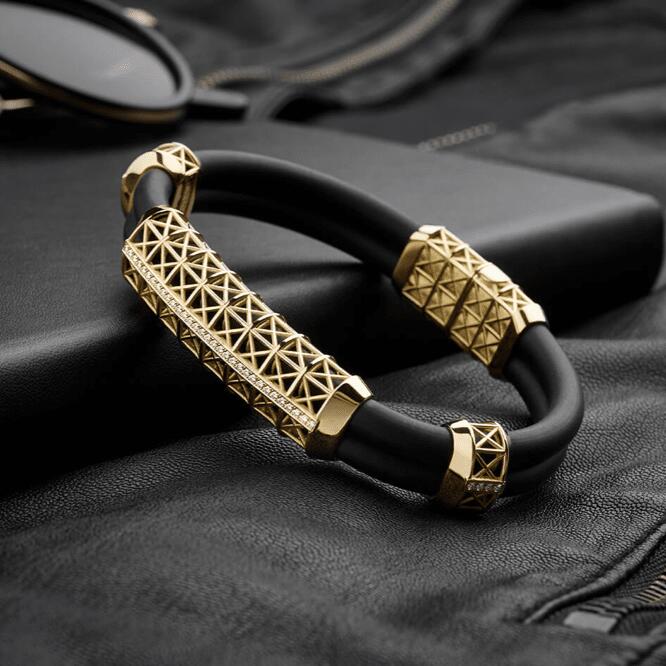 Black Bracelet Yellow Gold