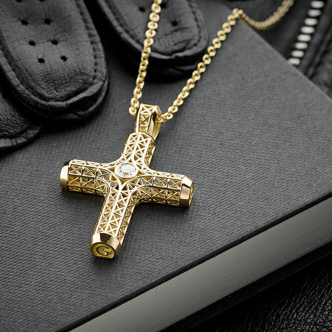 Cross Yellow Gold 1 Diamond